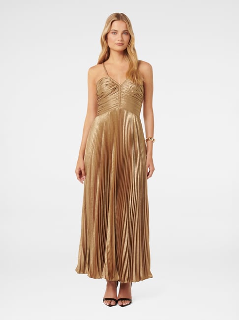 Forever New Jayden Metallic Pleated Maxi Dress