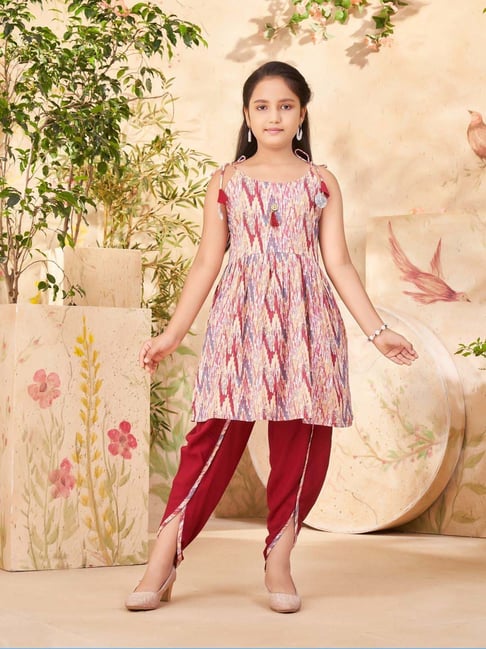 Aarika Kids Maroon Cotton Printed Kurti & Dhoti-picture-36