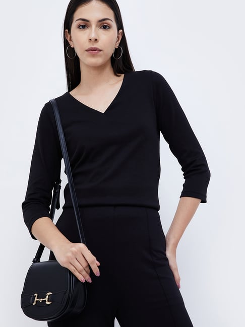 Code by Lifestyle Black Regular Fit Top