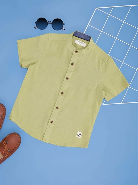 Pantaloons Baby Boys Sharp Green Cotton Regular Fit Shirt