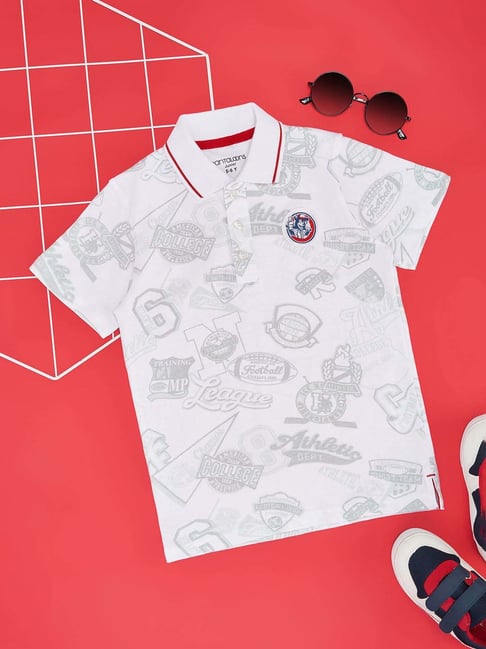 Pantaloons Baby Boys Whisper White Cotton Printed T-Shirt