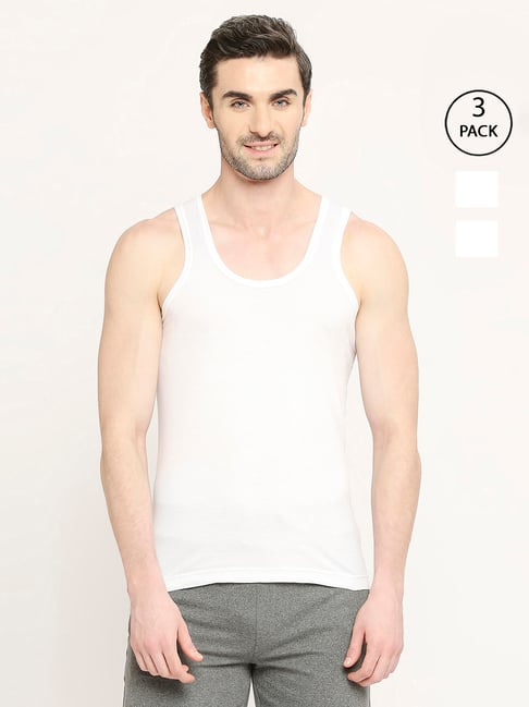 VIP White Snug Fit Vest - Pack of 3