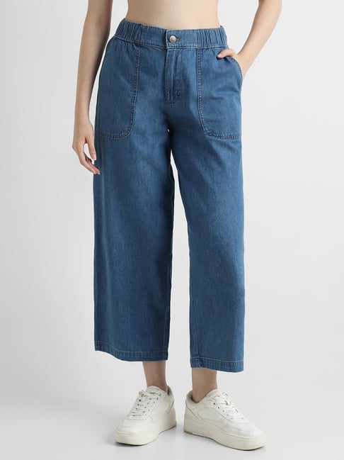 Lee Blue High Rise Relaxed Fit Jeans