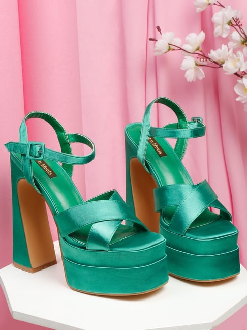 Flat N Heels Women's Green Ankle Strap Sandals-picture-22