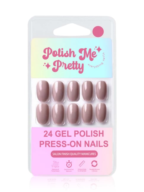Polish Me Pretty Gel Polish Press On Nails Warm stone - Set of 24-picture-37