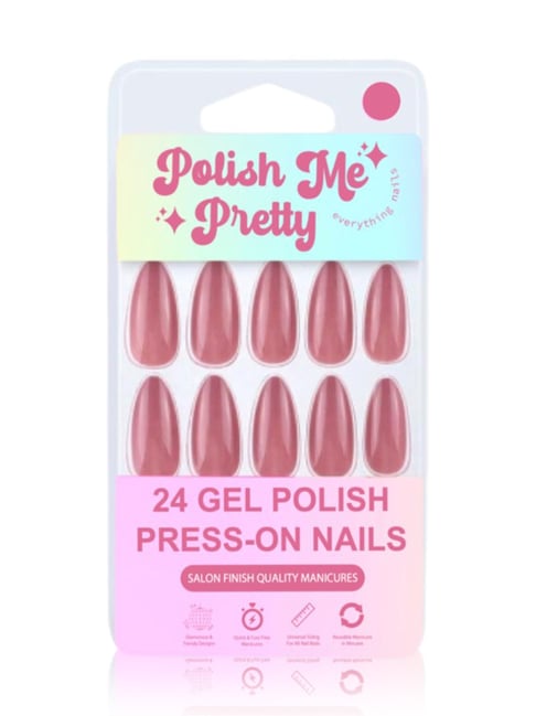Polish Me Pretty Gel Polish Press On Nails Coral Pink - Set of 24-picture-38