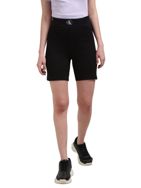 Calvin Klein Black Cotton Women's Slim Fit Shorts-picture-12