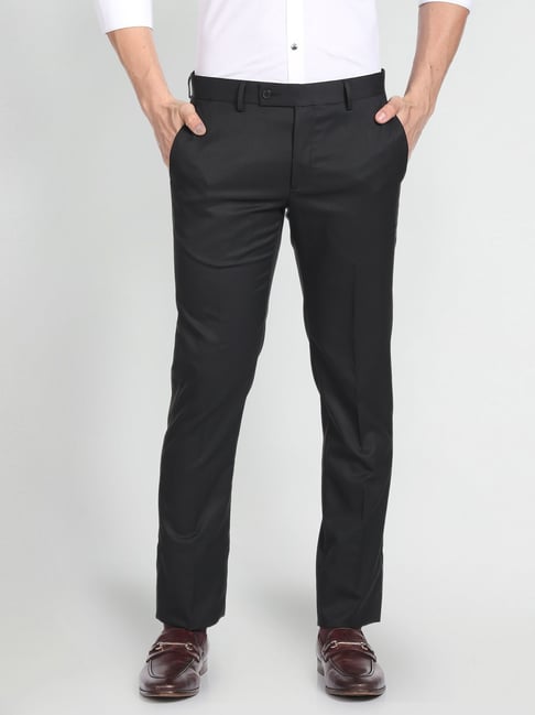 Arrow Black Regular Fit Trousers-picture-41