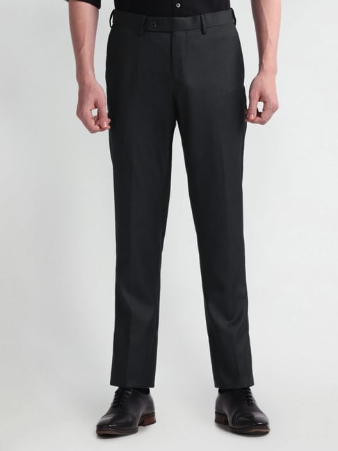 Arrow Black Regular Fit Trousers-picture-26