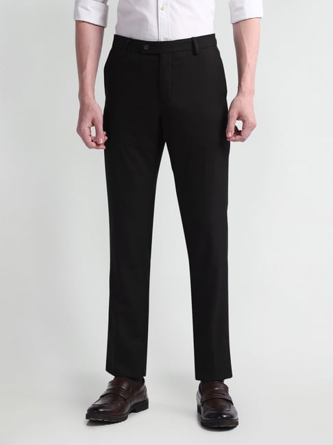 Arrow Black Regular Fit Trousers-picture-38