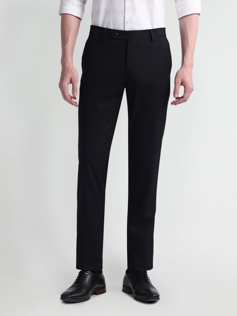 Arrow Black Regular Fit Trousers-picture-36