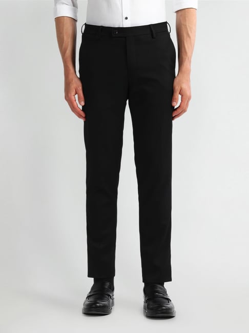 Arrow Black Regular Fit Trousers-picture-24