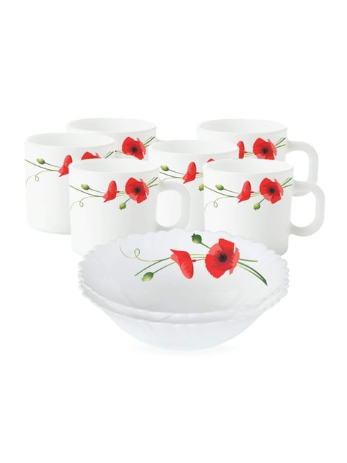larah by borosil white opalware snacks bowls - set of 8