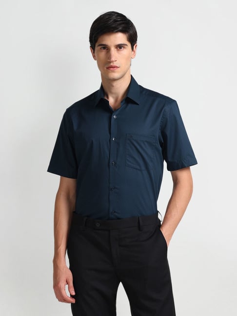 Arrow Blue Cotton Regular Fit Printed Shirt-picture-33