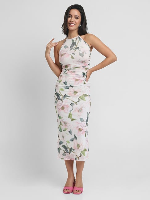 Forever 21 White Floral Print Bodycon Dress | tasweeq.om Fashion Store