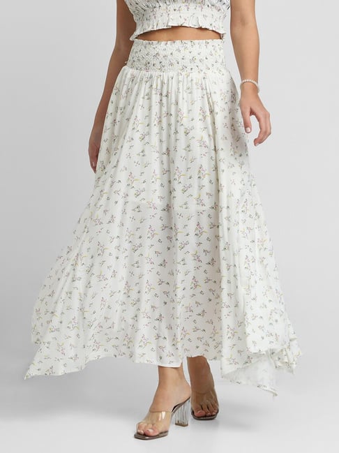 Forever 21 white flowy skirt hotsell