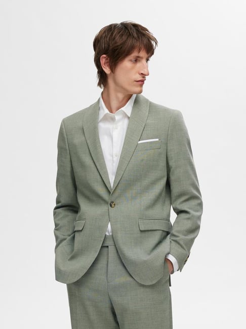SELECTED HOMME Green Slim Fit Shawl Collar Blazer
