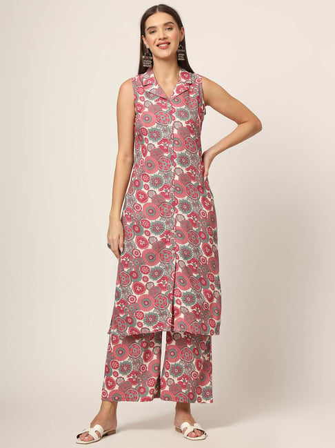 Divena Red Printed Kurta Pant Set