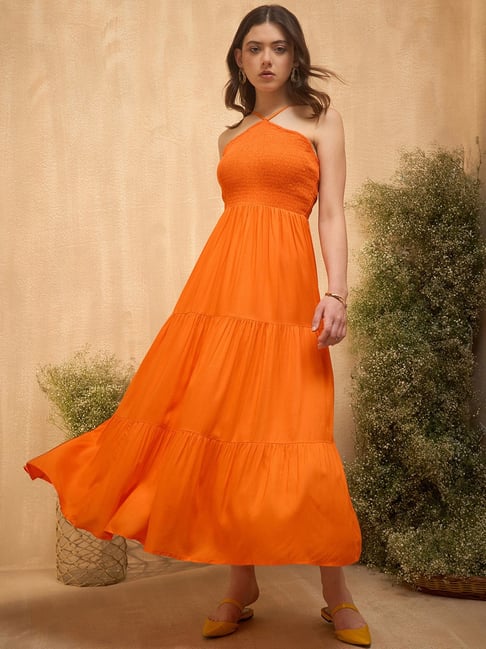Rare Orange Regular Fit Midi Dress