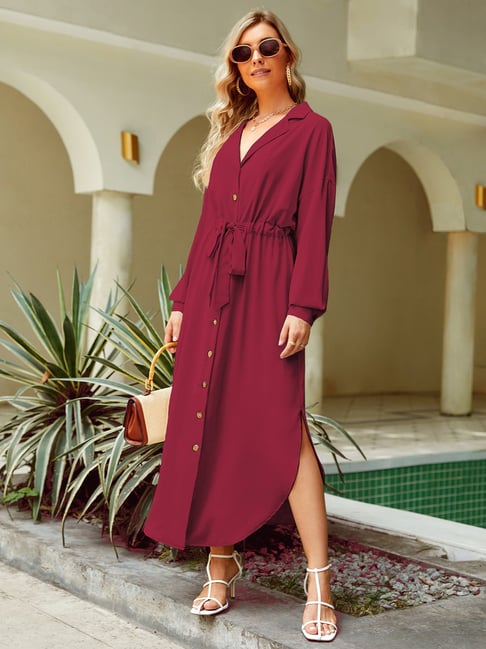 Rare Maroon Regular Fit Shirt Dress Rare Maroon Regular Fit Shirt Dress