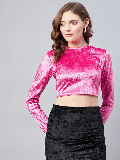 Carlton London Pink Slim Fit Crop Top