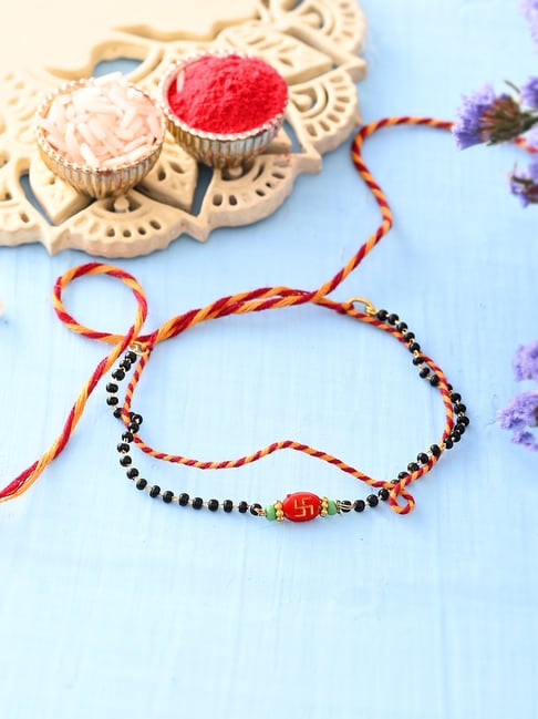 Aapno Rajasthan Protective Sattvik Nazarbattu Rakhi with Black Beads-picture-12