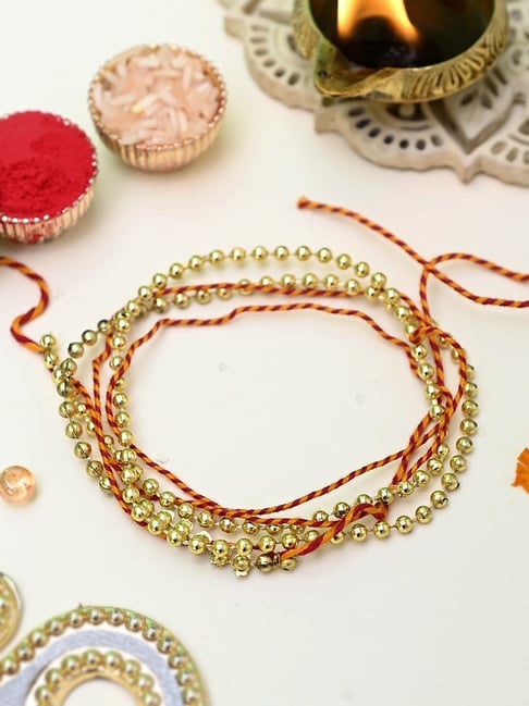 Aapno Rajasthan Elegant Pearl & Moli Braided Layered Rakhi-picture-39