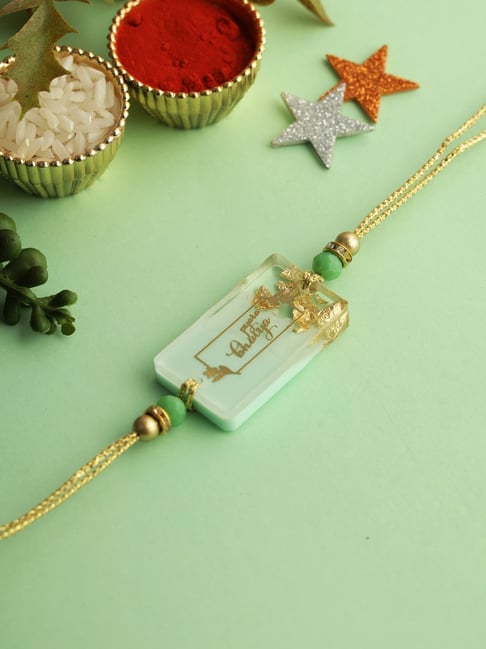 Aapno Rajasthan Green Resin Designed Bhaiya Rakhi-picture-46