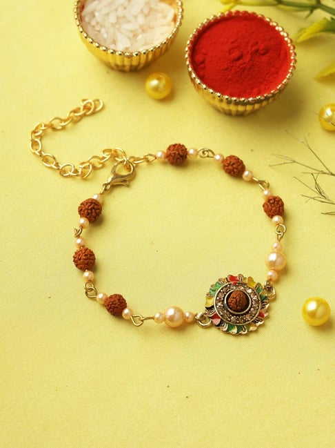 Aapno Rajasthan Rudraksh and Pearls Bracelet Rakhi-picture-43