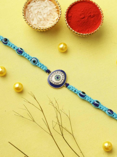 Aapno Rajasthan Blue Evil Eye Protection Studded Rakhi-picture-47