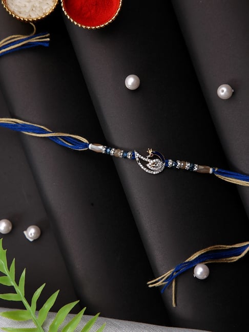 Aapno Rajasthan Stone Studded Peacock Multistand Rakhi-picture-10