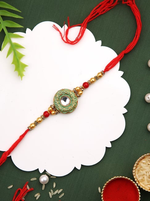 Aapno Rajasthan Green Textured Handcrafted Rakhi-picture-32