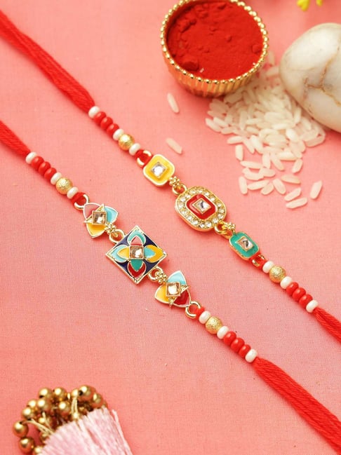 Aapno Rajasthan Colourful Geometric Crystal Rakhi-picture-41