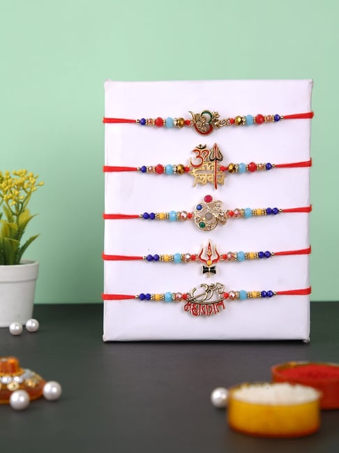 Aapno Rajasthan Set of 5 Divine Collection of Om & Swastik Rakhi-picture-22