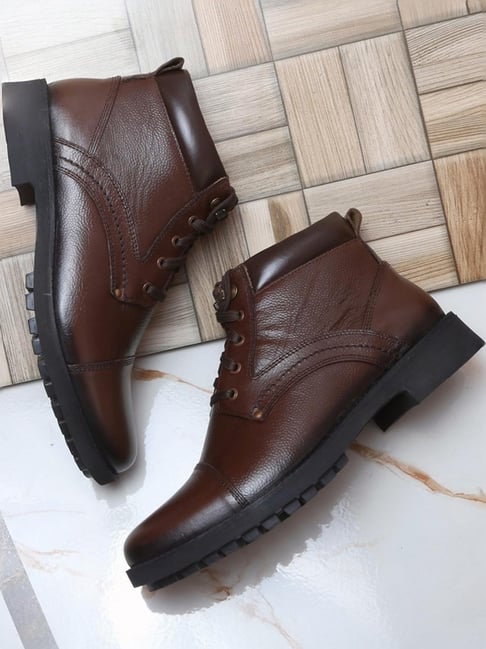 Buy Zoom Shoes Men's Brown Derby Boots for Men at Best Price