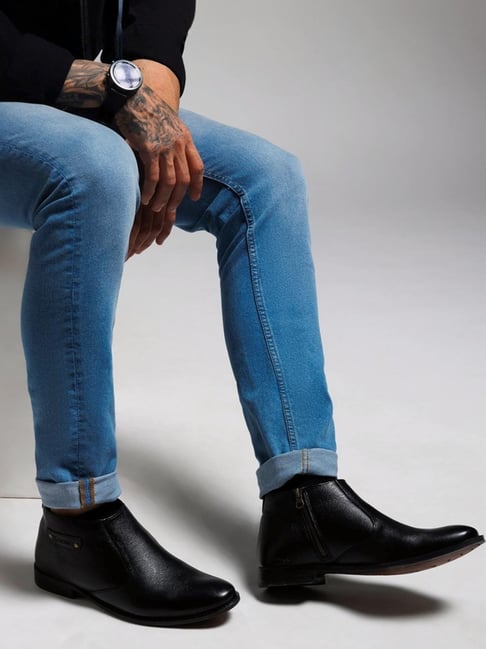 Black Dress Shoes Blue Jeans Men Formal Shoes To Wear With Dark