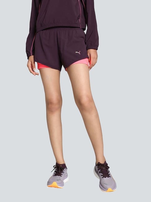 Puma Purple Mid Rise Sports Shorts-picture-19