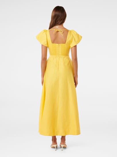 Forever New June Ruched Linen Midi Dress