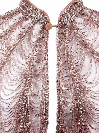 Bibiy♡ ODETTE CAPE Odette White and Gold Sequins And Beads Net Cape for Women