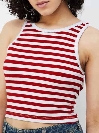 Ginger by Lifestyle Red & White Striped Tank Top