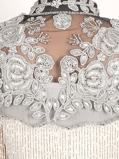 Odette Black & Silver Embellished Fancy Cape