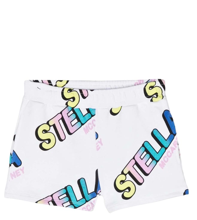 【関税&送料込】Stella Mccartney Shorts With Logo Stella McCartney Kids White Logo Relaxed Fit Shorts