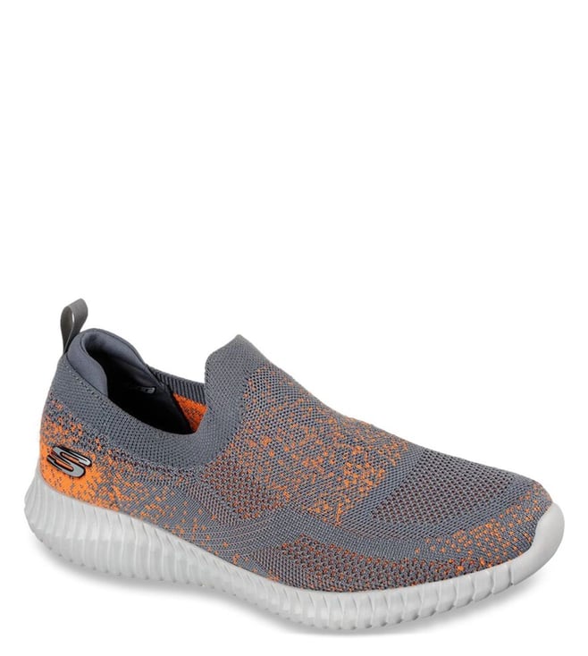 Skechers Men s ELITE FLEX BLASTERA Grey Orange Casual Slip On Shoe