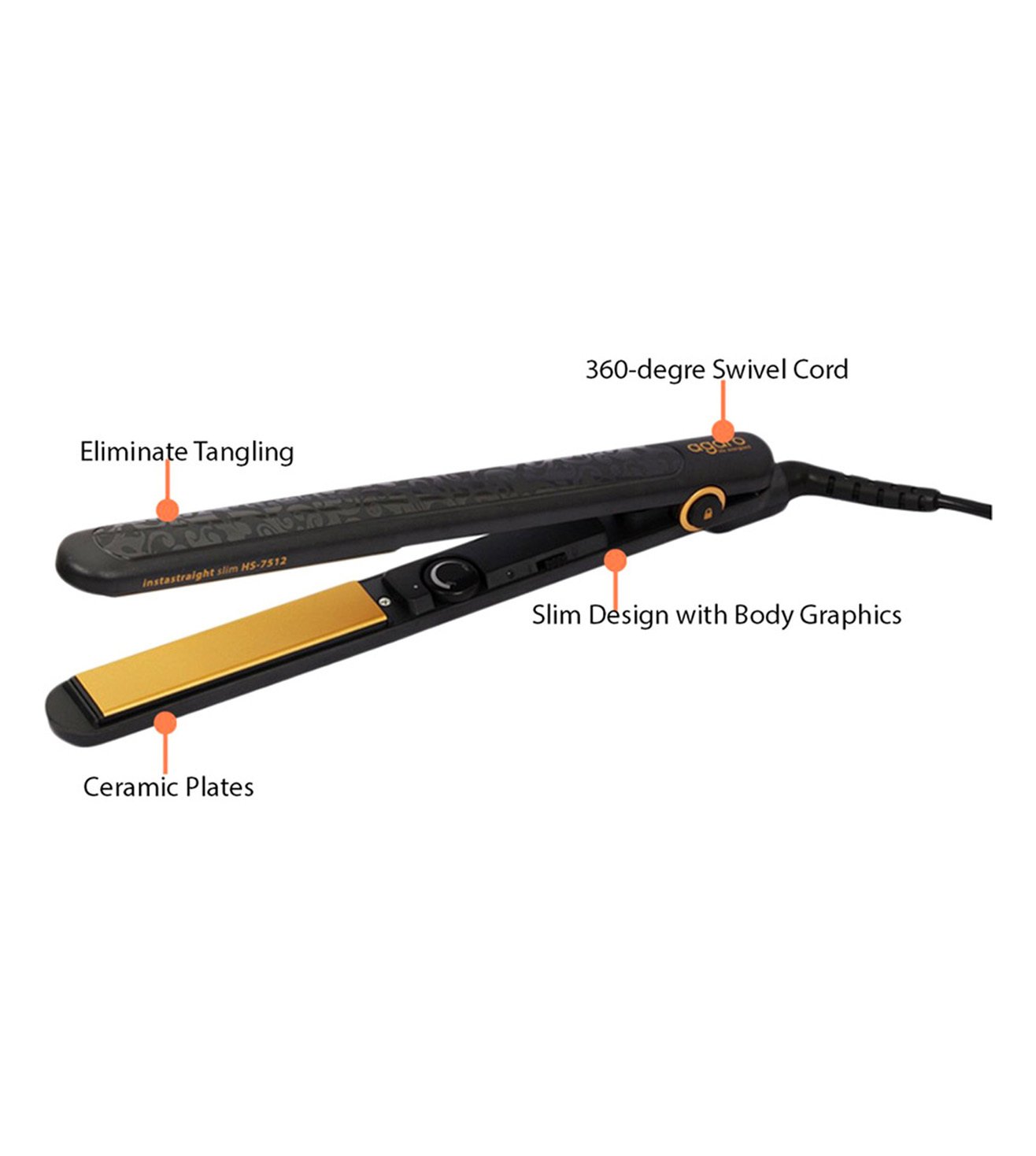 Buy Agaro Insta Straight Slim 7512 Hair Straightener Black Online On Tata CLiQ Palette