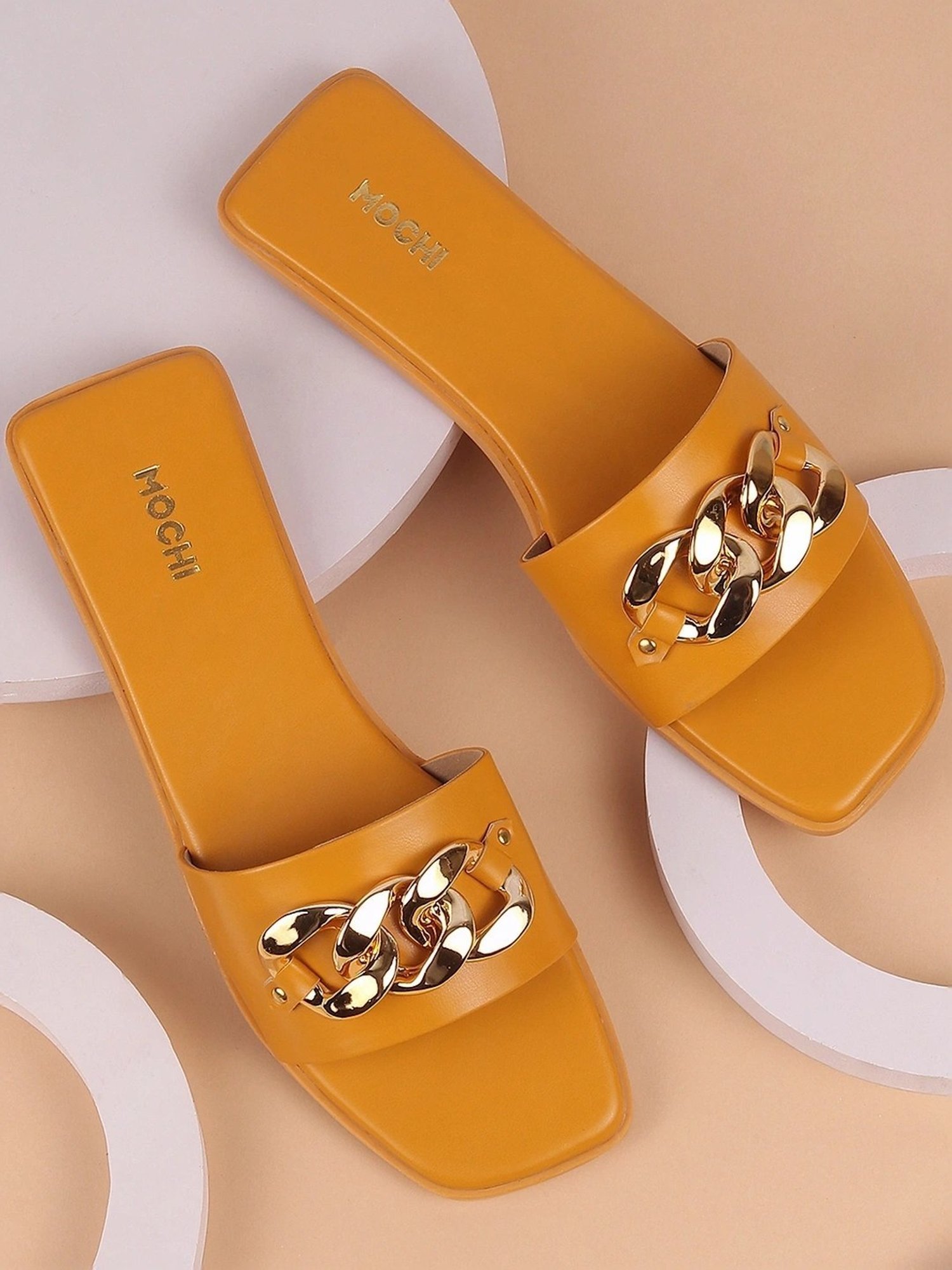 Buy Mochi Women's Yellow Casual Sandals for Women at Best Price