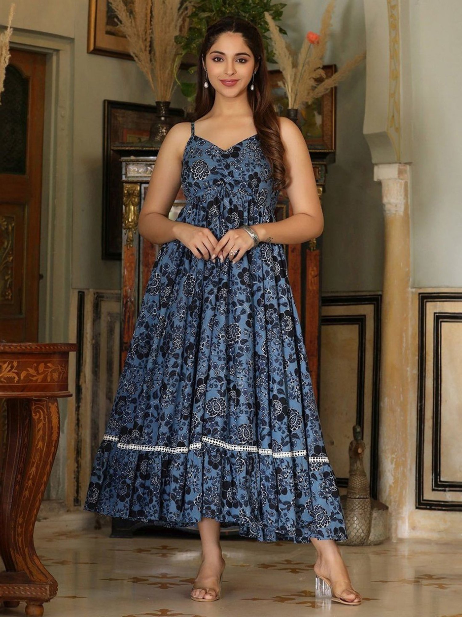 Buy Nivi Printed Sleeveless Flared Dress for Women Online @ Tata