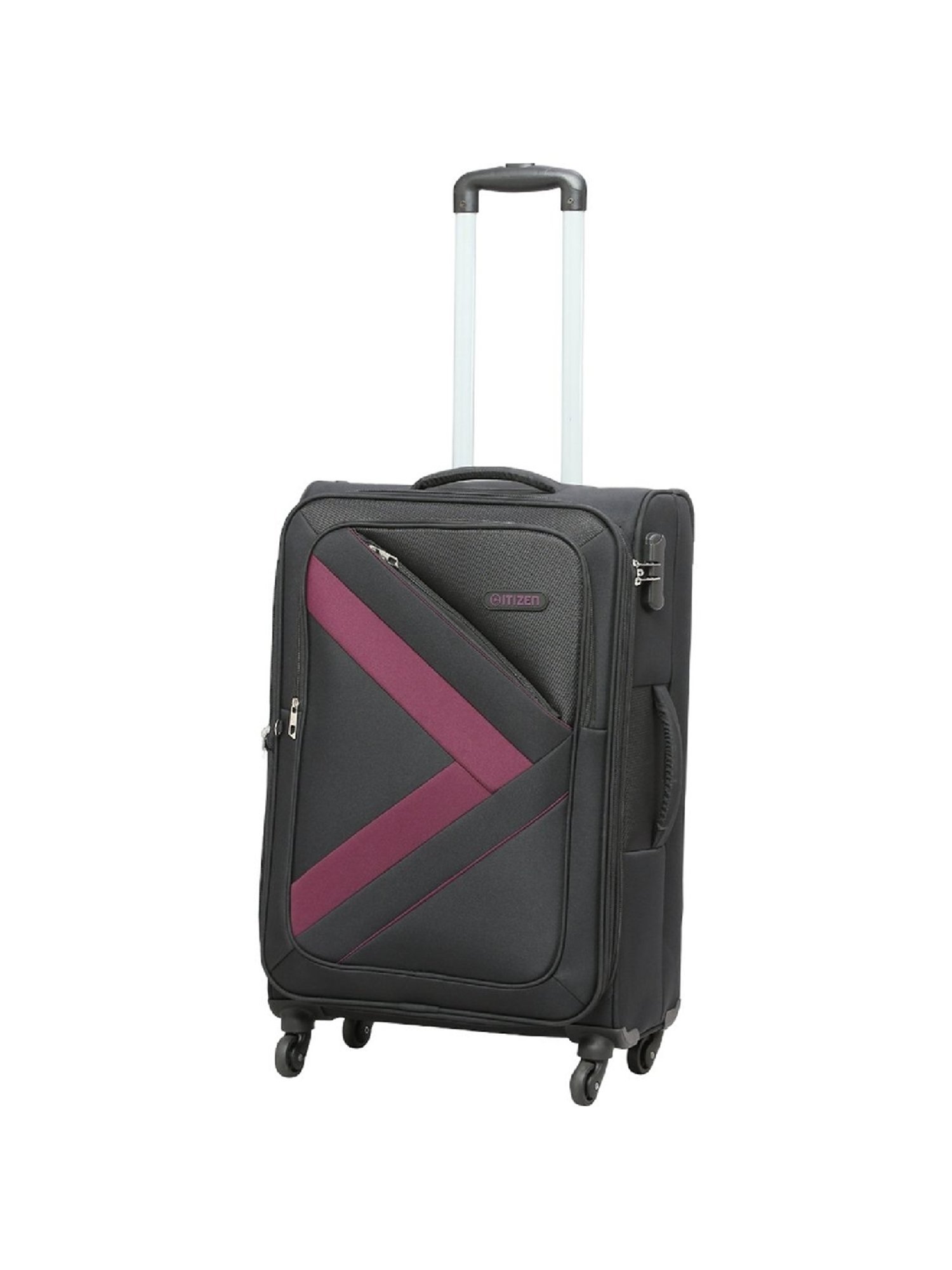 Buy Citizen Arrow Voyage Black & Purple Large Trolley Bag - 78 Cms