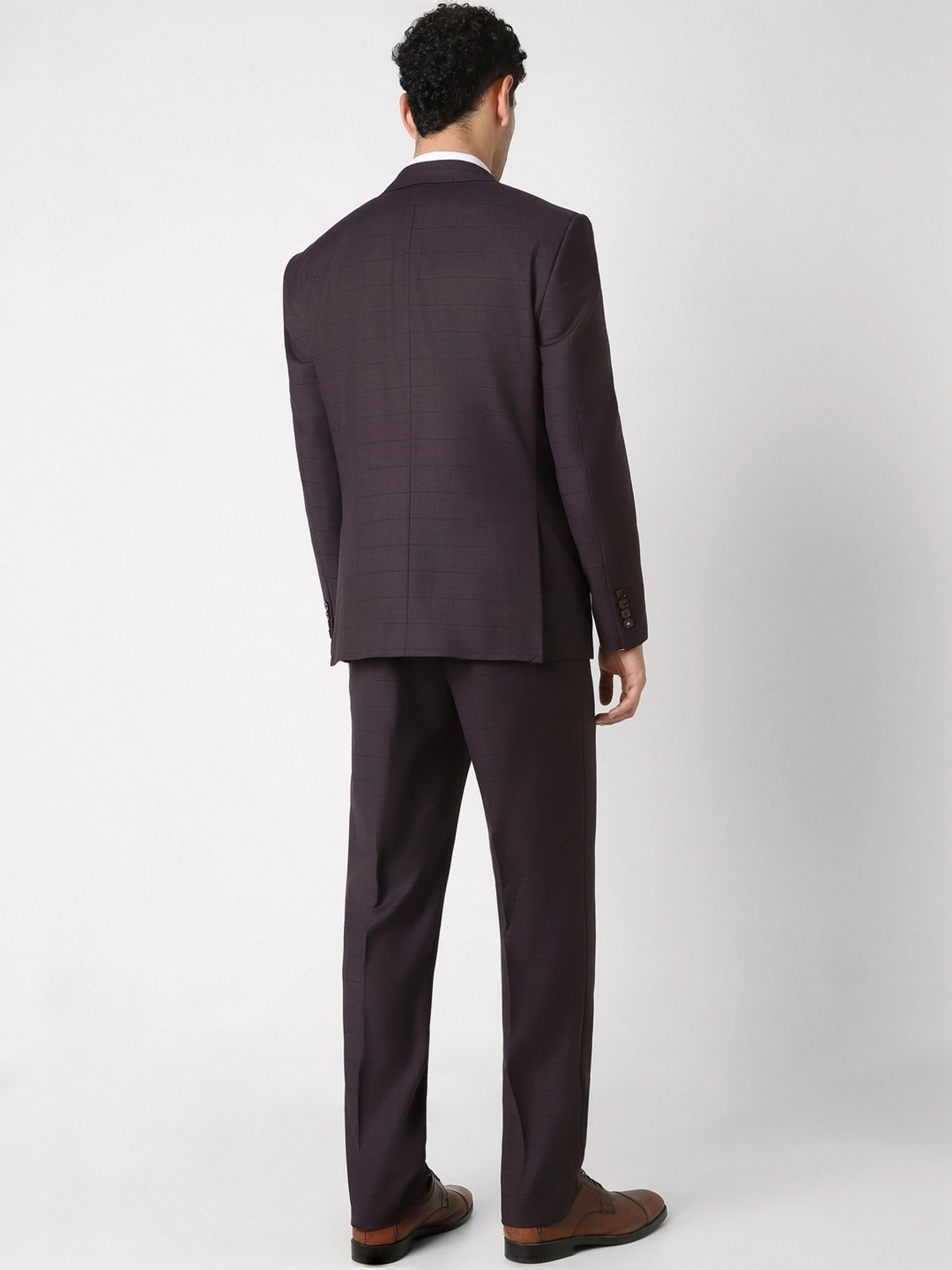 Buy Van Heusen Brown Slim Fit Checks Four Piece Suit for Mens