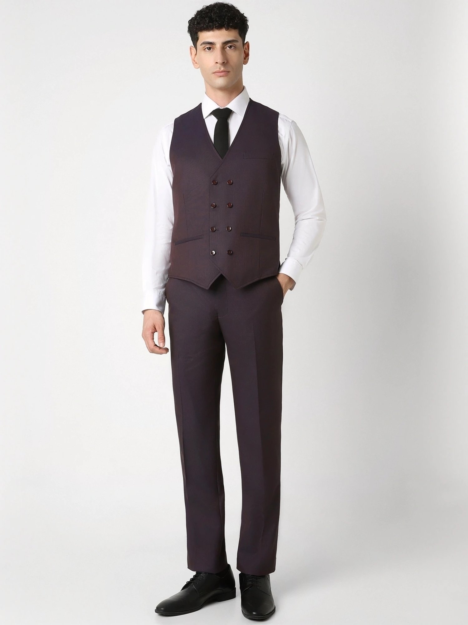 Buy Van Heusen Brown Slim Fit Checks Four Piece Suit for Mens