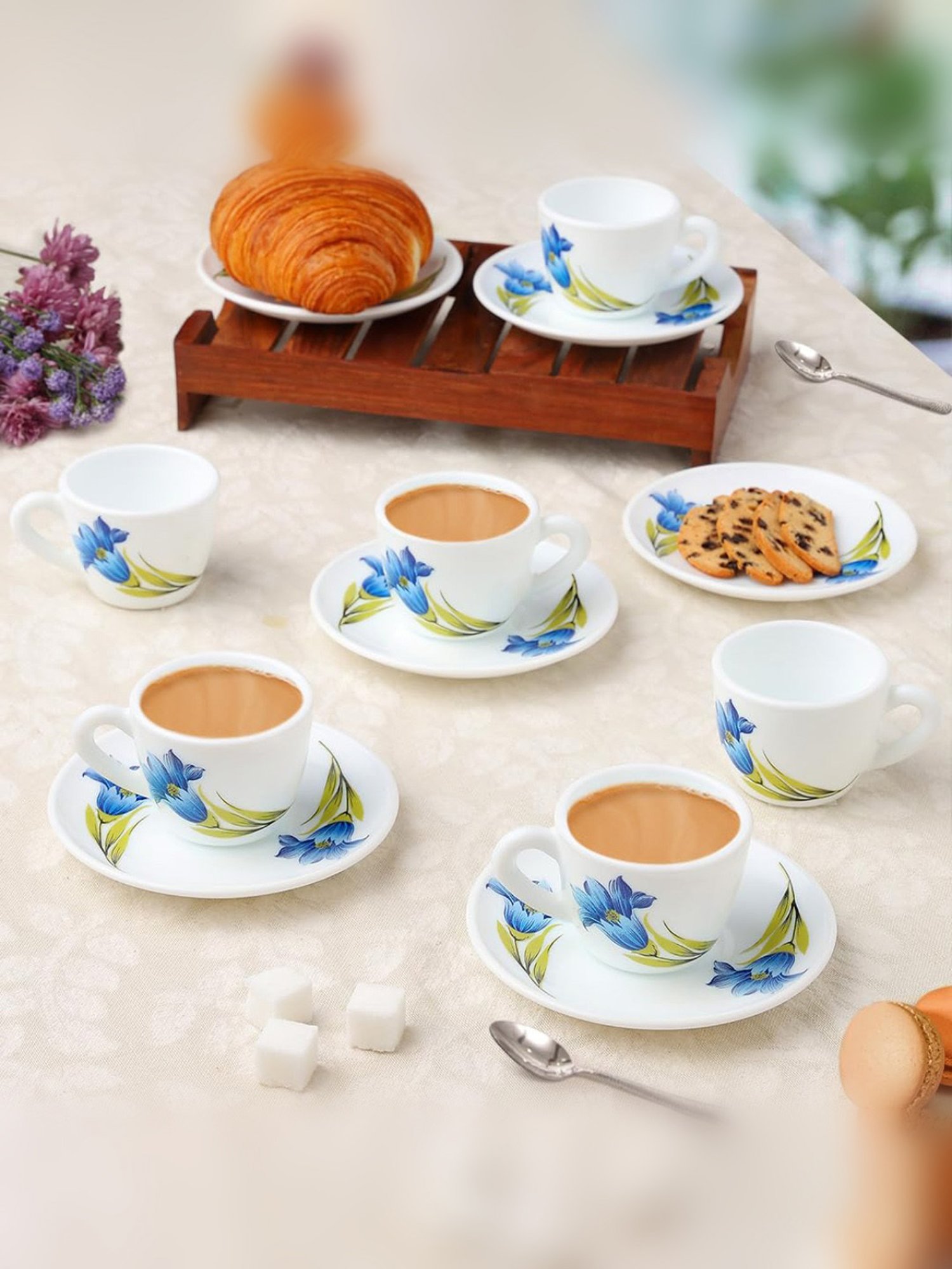 Buy Larah by Borosil Multicolor Cup and Saucer Set of 12 220ml at